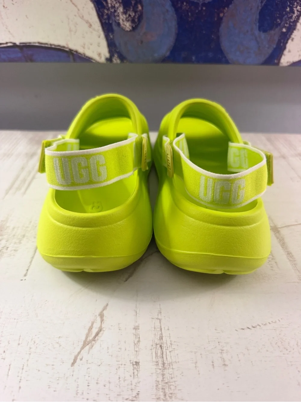 UGG Kids Neon Lime Foam Slide Sandals